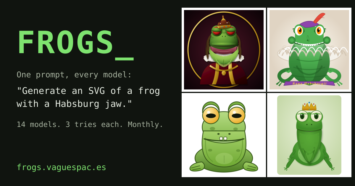 FROGS_ — the Habsburg-jaw SVG benchmark